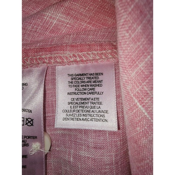 Tommy Bahama Relax Mens M Button Up Shirt Pink 100% Linen Short Sleeve * - Picture 4 of 16